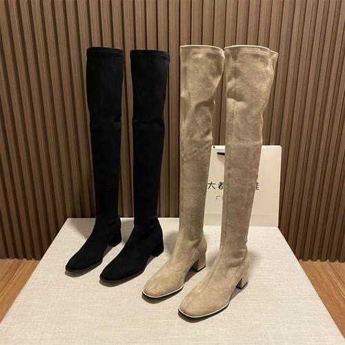 粗跟显瘦弹力靴性感堆堆靴骑士靴