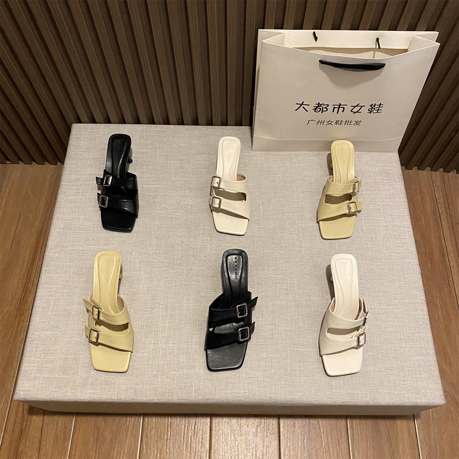 皮带扣百搭elingstudio高跟凉鞋