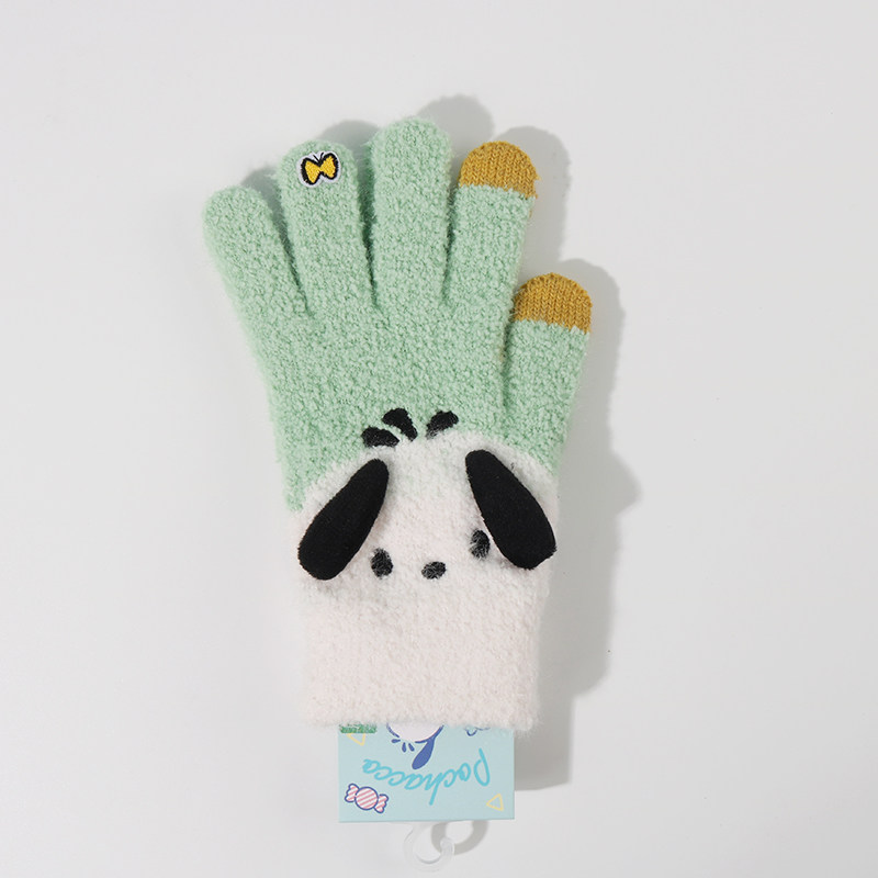 MINISO 산리오 제이드 계피 개 파차 개 과립 벨벳 재미 성인 다섯 손가락 장갑 따뜻하고 귀여운
