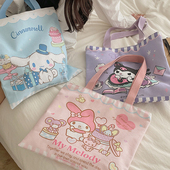 三丽鸥正版 可爱卡通日常通勤大容量收纳漫画风帆布包少女心搭配萌