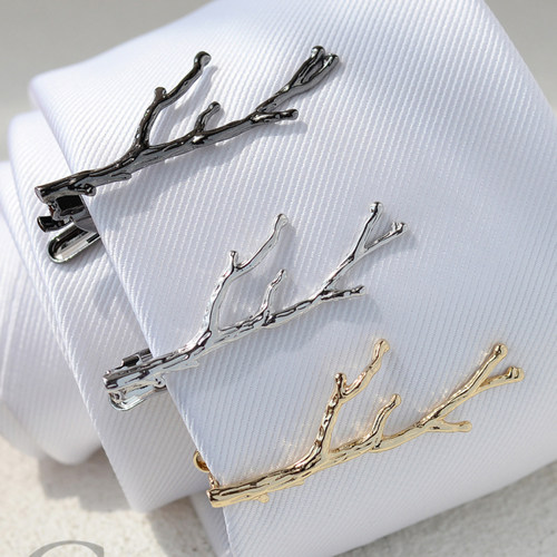 立体树枝领带夹优雅复古职业正装