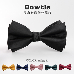 衬衫 商务西装 配饰新郎婚礼伴郎酒红色蝴蝶结黑色英伦 领结正装 男士