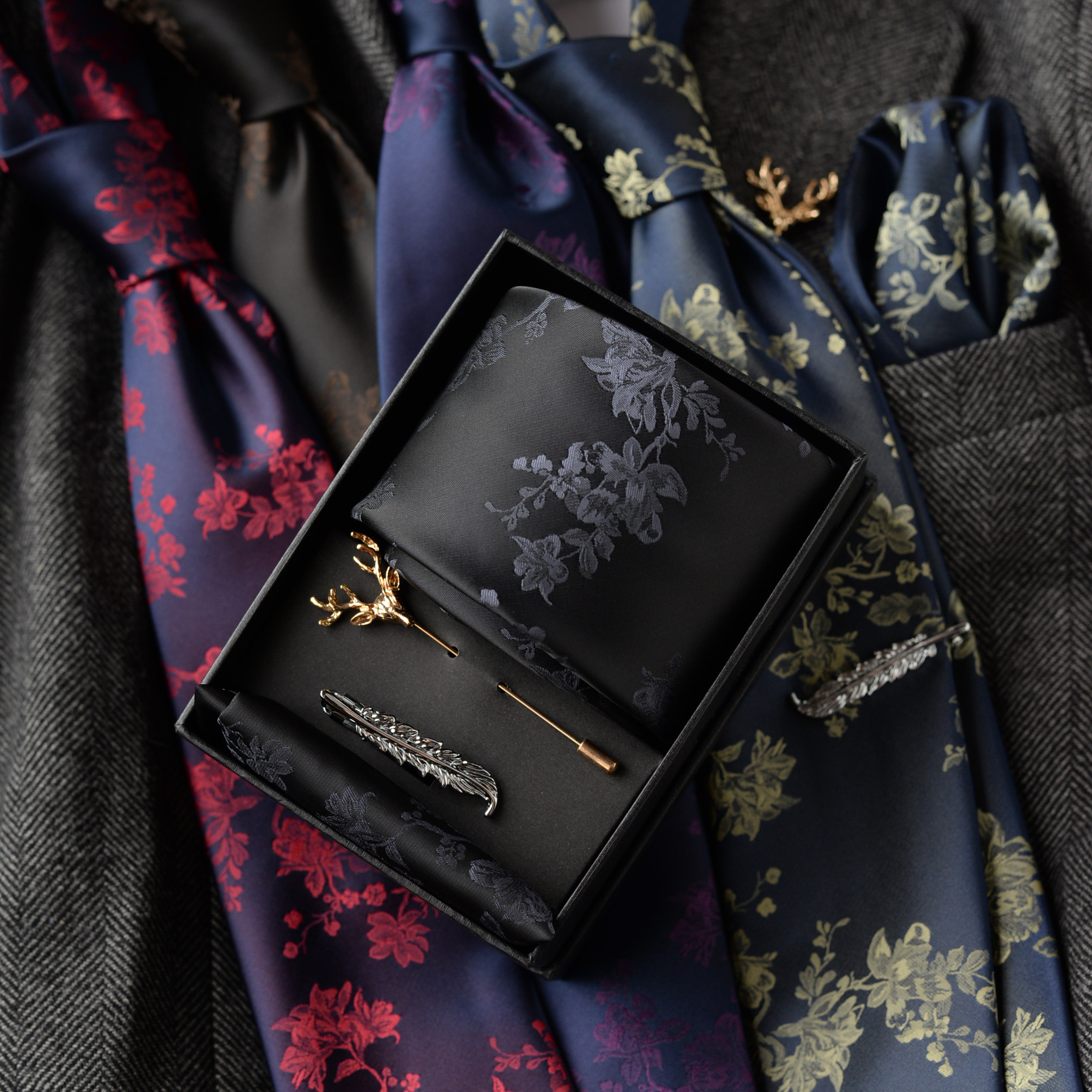 精美花纹领带礼盒套装男士高级感西装口袋巾配饰送人生日礼物优雅,服饰配件/皮带/帽子/围巾,领带,淘宝优惠券,粉丝福利购,淘宝优惠卷