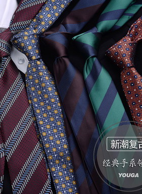时尚复古条纹领带港风休闲搭配