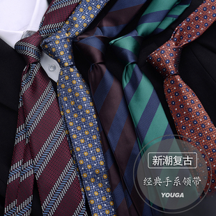 时尚复古条纹领带男西装花纹手系小众衬衫女ins港风休闲搭配潮流