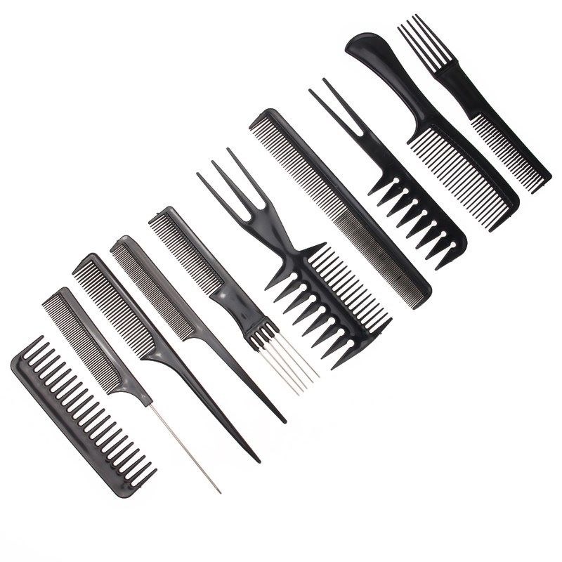 10pcs/set professional hair brush comb salon barber anti-sta