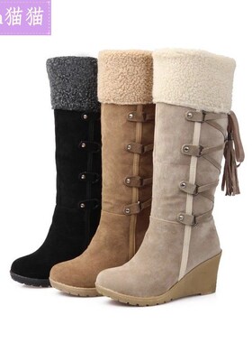plus size 42 women snow boots warm shoes坡跟保暖鞋大码雪地靴