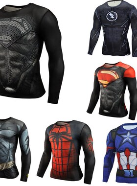 Men's Fast dry sports tights Captain America Fitness T-shirt