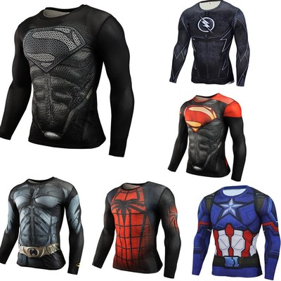 Men's Fast dry sports tights Captain America Fitness T-shirt