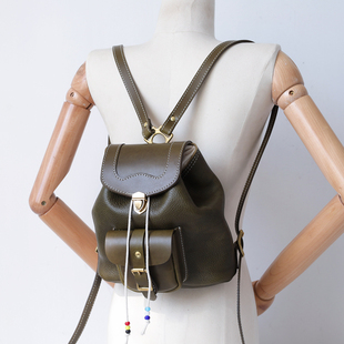 背包 纯手工复古休闲马鞍水桶双肩包 植鞣头层牛皮 切線派