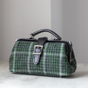 暖到心坎秋冬女士包包 Tweed Harris 千鸟格 羊毛拼皮医生包