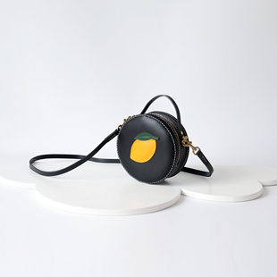 新鲜柠檬 手提包 ｜复古小圆包纯手工真皮女挎包