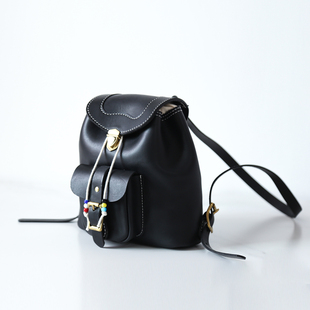 背包 纯手工复古休闲马鞍水桶双肩包 植鞣头层牛皮 切線派