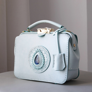 蒂芙尼蓝 手提口金包 天使之眼 ｜杜勒斯复古医生包斜挎包