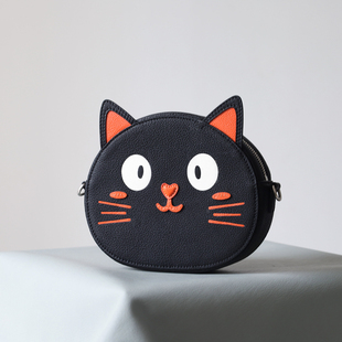 礼物推荐 可爱小猫包包 创意小背包 手工真皮 儿童亲子包