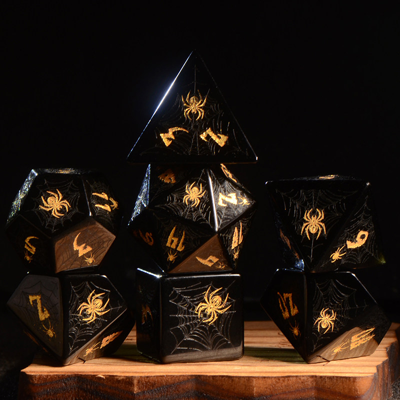 定制黑色数字原创dndcoc跑团骰子trpg龙与地下城克苏鲁宝石多面色