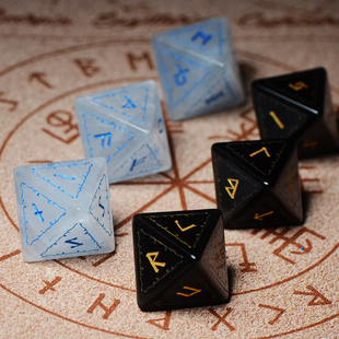 如尼文骰子卢恩八面筛子接受定制多种石材个性diy礼物