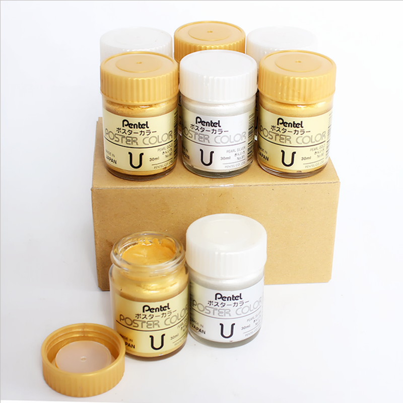 金色银色墨汁 日本pentel派通金粉颜料水粉30ml写对联春联