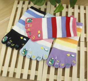 日本五指棉袜女 五趾袜卡通全棉拇指袜脚趾头袜分趾袜吸汗6双包邮