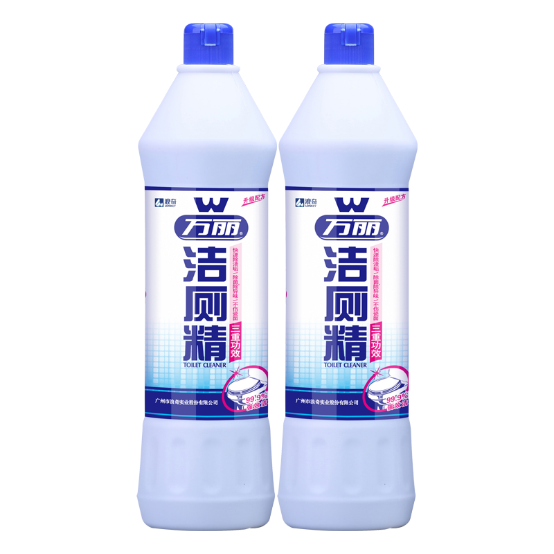 浪奇万丽洁厕精厕所除臭马桶清洁剂去异味马桶洁厕灵除垢750g*2瓶
