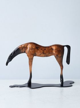 新中式千里马摆件客厅书房玄关茶室创意微景观套装样板间茶具饰品