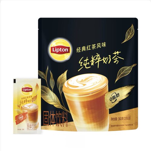 开市客代购立顿经典红茶风味纯粹奶茶18包 0脂肪配料干净固定饮料