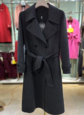 GR315C双面羊绒大衣女长款商场同款2025秋冬新款羊毛收腰毛呢 3QR