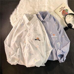 1404-2-C39 -P50男款长袖平铺 款松精品衬衣情侣衬衫D图片