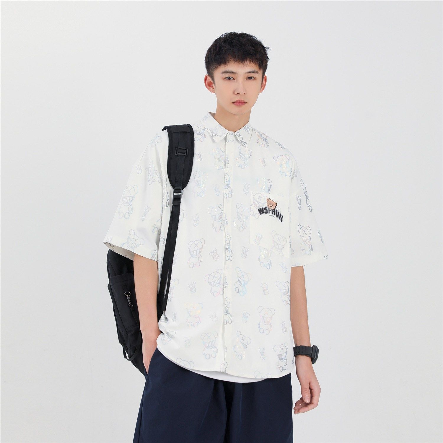 休闲男女装新品精品港风衬衣中性风衬衫714-2-C28-p53,男装衬衫,星座1404-2