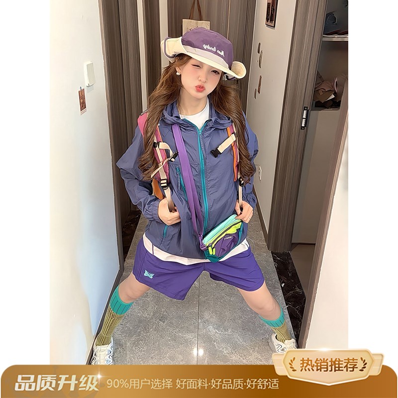 休闲男女装新品精品穿搭粉色原纱防晒服7730-38-k322-20pP58
