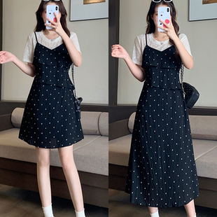 夏装新款胖mm大码女韩系设计感假两件长短款连衣裙 24730+24728