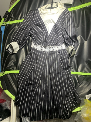 Eva Ouxiu伊华欧秀2024新款秋季中长款V领阔太太气质显瘦裙子c14