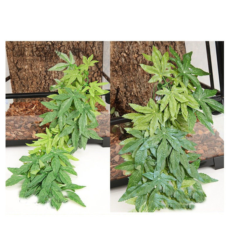 仿真水草植物爬虫饲养箱水族鱼缸造景仿真植物仿真藤条绿色挂叶