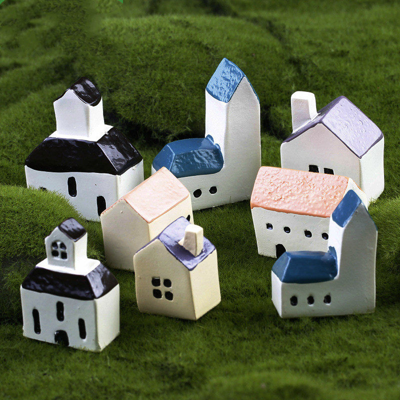 苔藓微景观摆件城堡教堂地中海风情Zakka房屋创意树脂大号工艺品