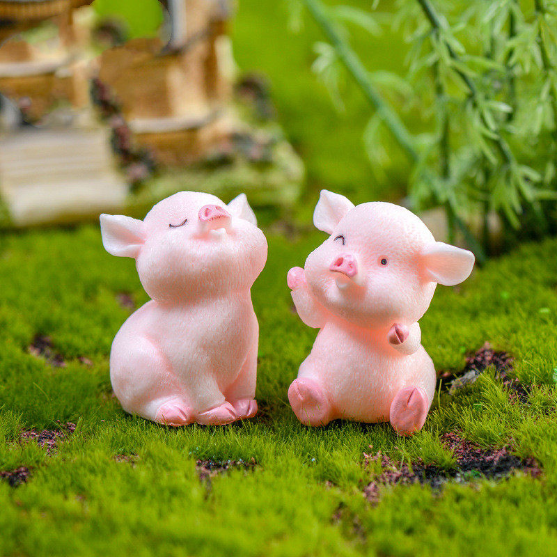树脂发财猪小猪蛋糕汽车礼品摆件 DIY多肉卡通挂件猪年工艺品装饰