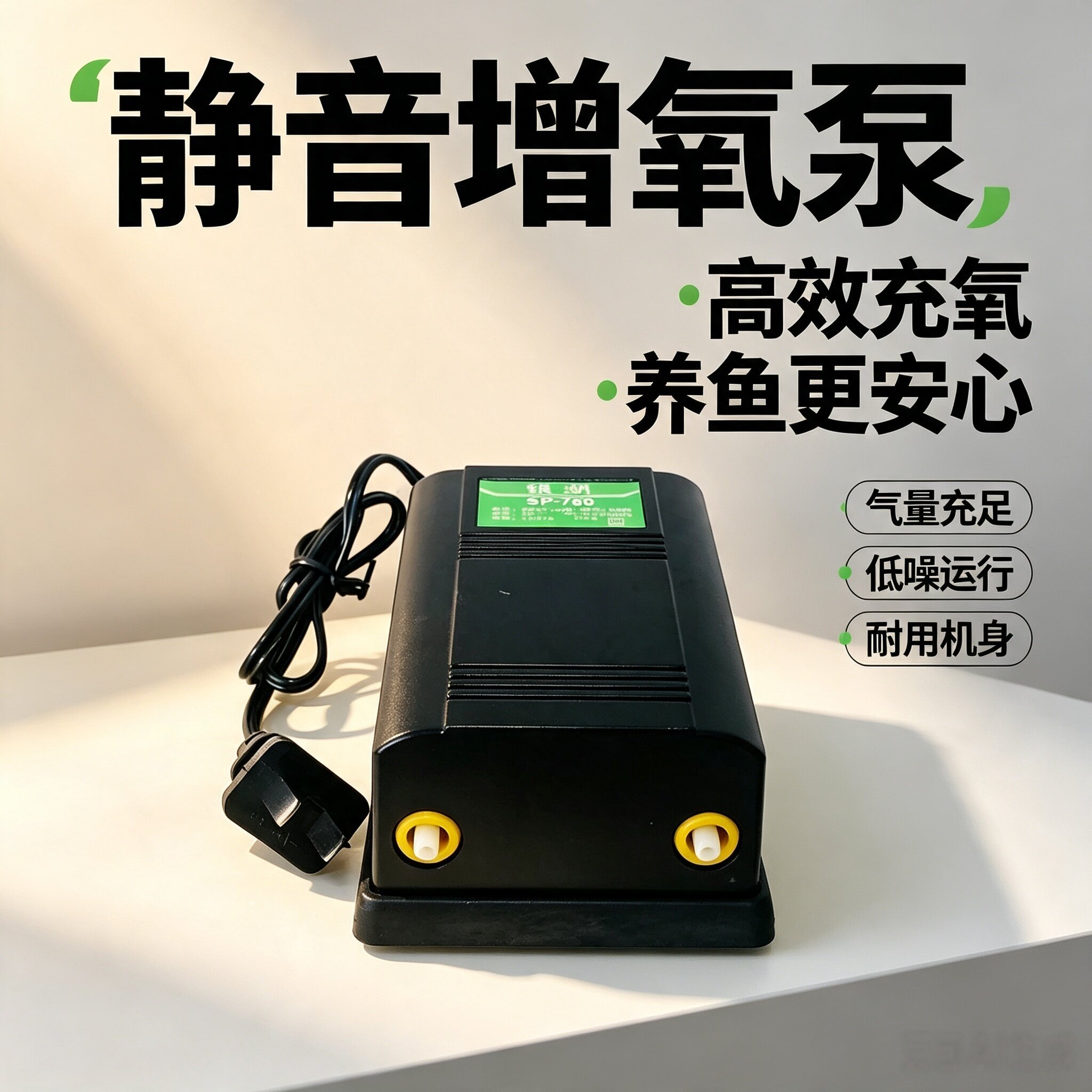 鱼缸氧气单双头增氧泵充冲氧泵加氧机银湖SP-780氧气棒可调节量5W
