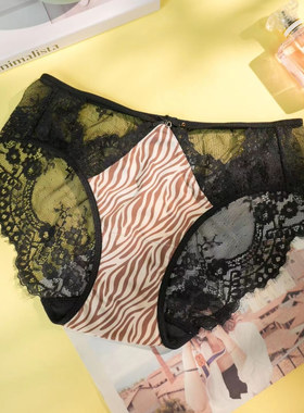 梧桐闺蜜藏野蕾丝边印花轻薄透气性感中低腰女三角内裤GM24506