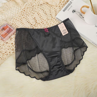 梧桐本色限定甜心系列中腰平角裤闪光双拉波点网纱小裤WM652014