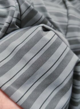 条纹速干弹力布料青灰色夏季男T恤衫手工服装面料凉滑下垂一米价