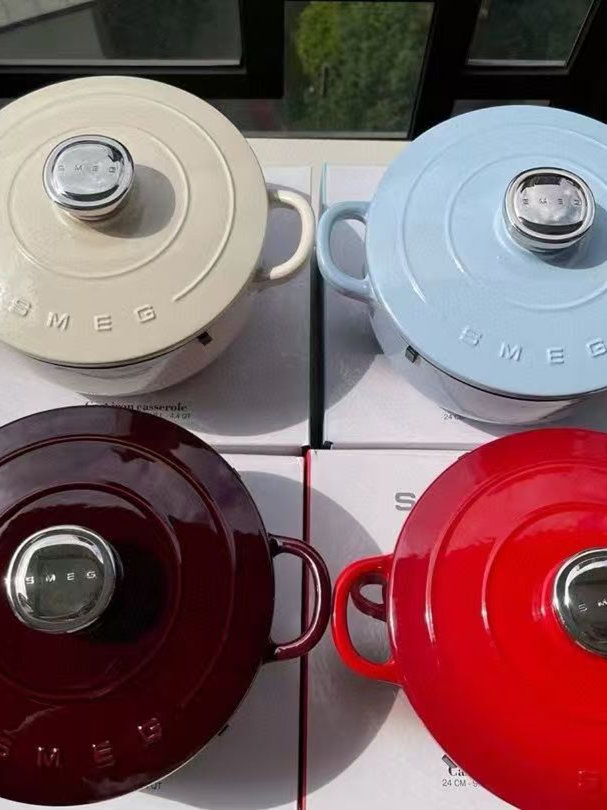 SMEG Emaye Dəmir Dəstək Qazan 24 sm İnduksiya üçün
