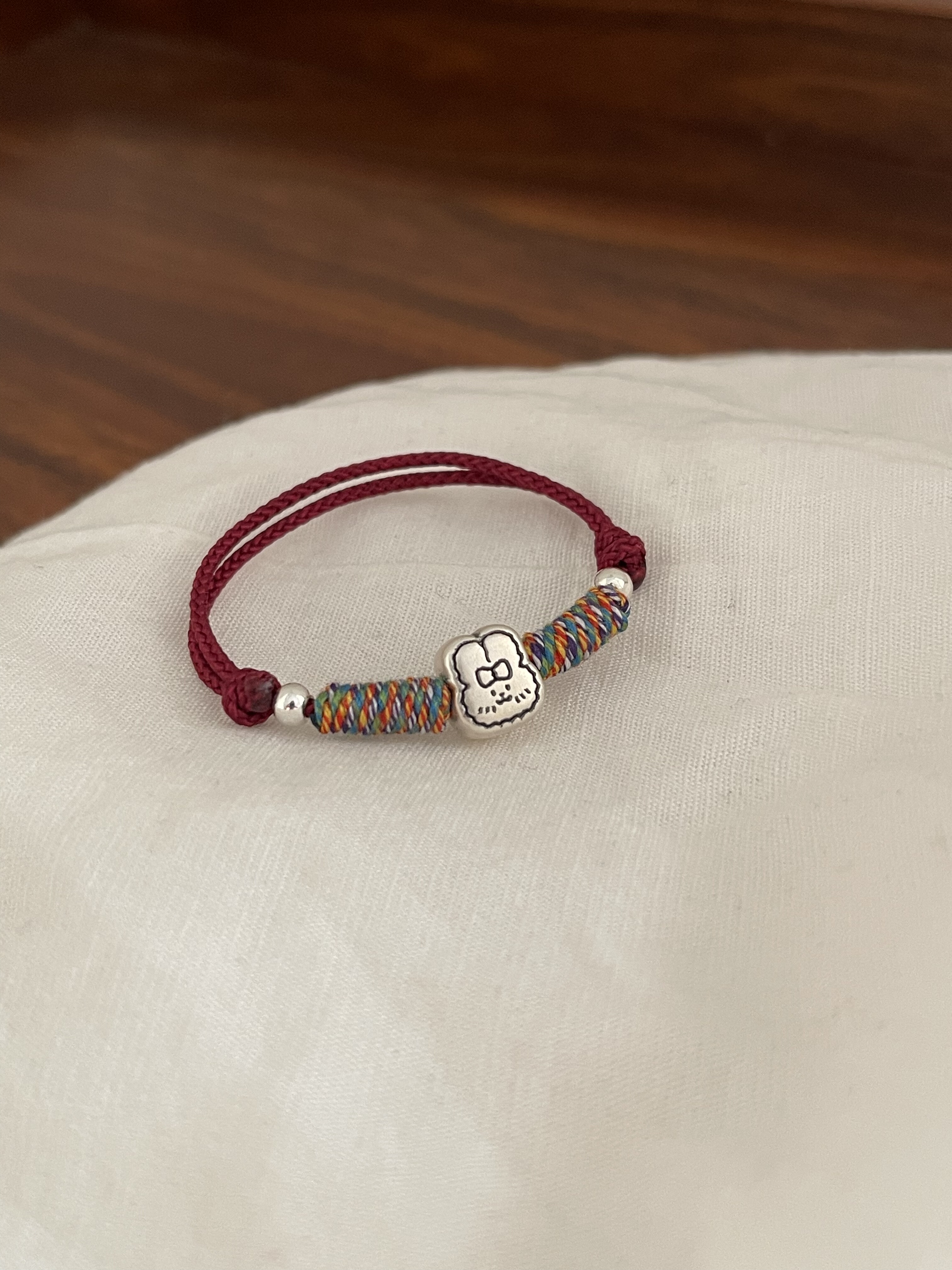 足银999小兔子红绳手链手工编织本命年礼物闺蜜情侣款送女友闺蜜