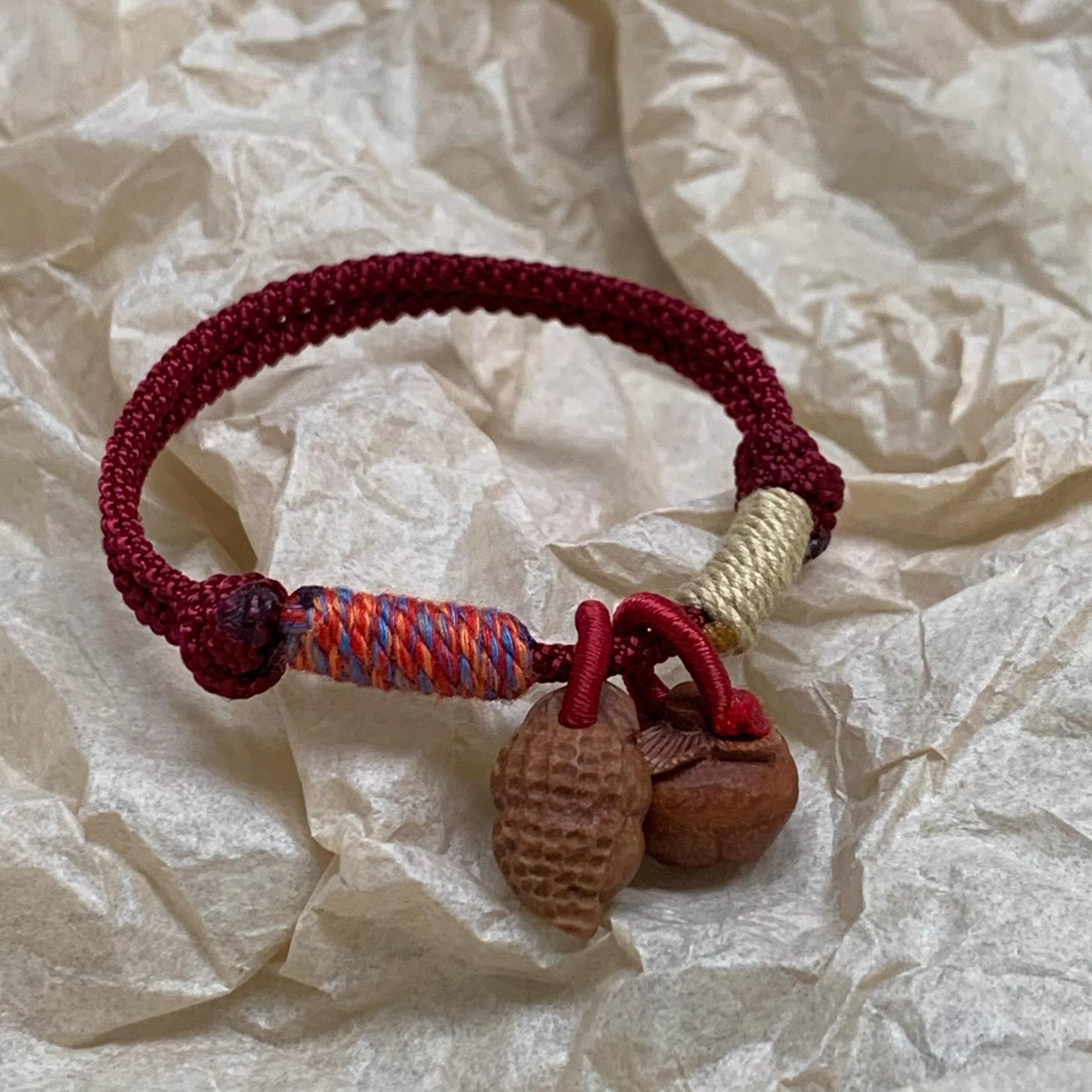 老桃木桃核柿子桃篮花生好事发生手链手串平安顺遂本命年红绳孩子