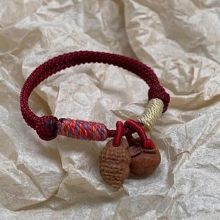老桃木桃核柿子桃篮花生好事发生手链手串平安顺遂本命年红绳孩子