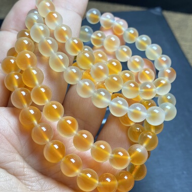 天然水晶玛瑙手链糖心玛瑙俏色橙色手串一物一图8毫米加