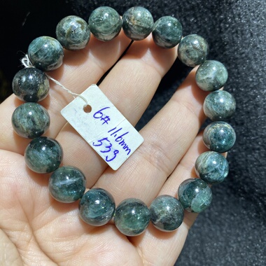 天然蓝晶石手链蓝绿色双色水晶手串男女礼物原矿一物一图单圈圆珠