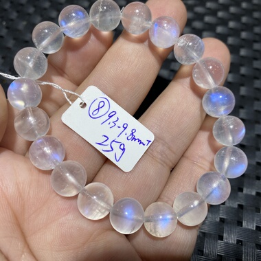 天然水晶蓝月光石手链斯里兰卡奶油透体蓝光一物一图
