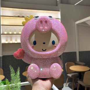 皇冠猴存钱罐儿童男孩大猪储钱罐大号网红女生储蓄罐手工粘钻DIY