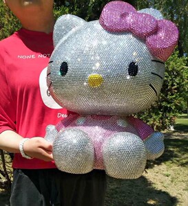 包邮男女孩儿童 大号高36CM满钻贴钻存钱罐储蓄罐生日礼物 KT猫