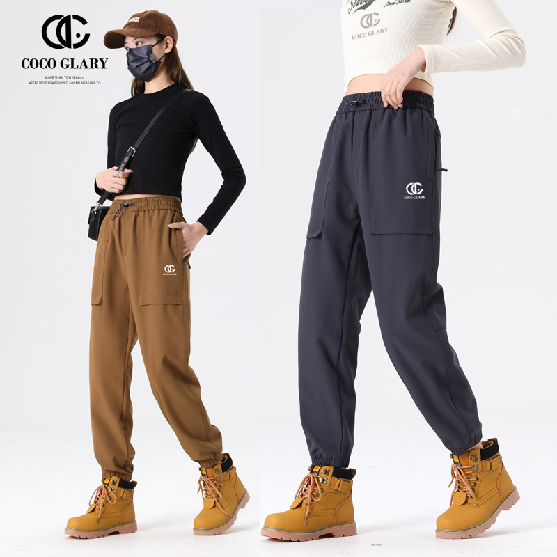 COCO GLARY冲锋裤女春季户外运动休闲裤登山裤防水加绒工装裤男