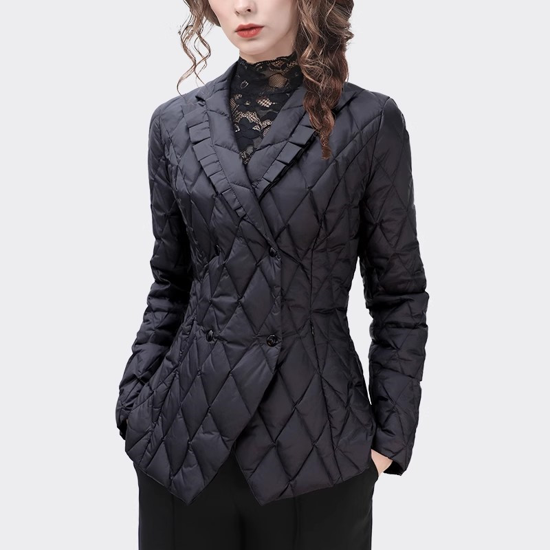 西装领棉服外套女短款轻薄保暖棉棉衣/棉服